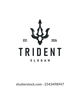 Neptune Poseidon Trident Logo, Spear Simple Vintage Template Design