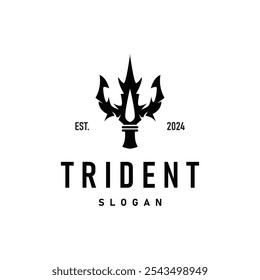 Neptune Poseidon Trident Logo, Spear Simple Vintage Template Design
