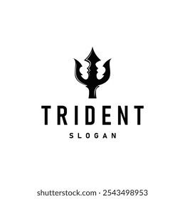 Neptune Poseidon Trident Logo, Spear Simple Vintage Template Design