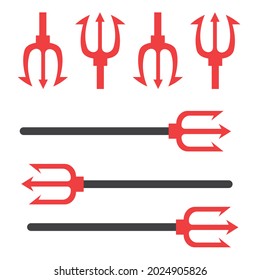 Neptune red vector trident. Trident vector set