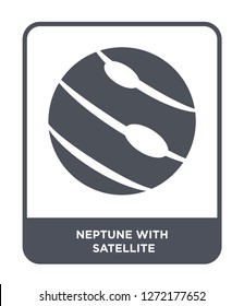 neptune with satellite icon vector on white background, neptune with satellite trendy filled icons from Astronomy collection, neptune with satellite simple element illustration