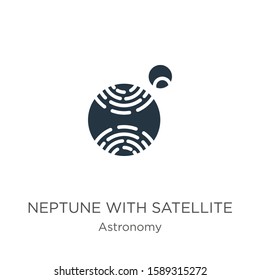 Neptune with satellite icon vector. Trendy flat neptune with satellite icon from astronomy collection isolated on white background. Vector illustration can be used for web and mobile graphic design, 