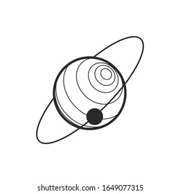 Neptuno con icono vector de contorno de satélite. Neptune delgada en línea negra con icono satelital, vector plano ilustración de elemento simple del concepto de astronomía editable aislado en fondo blanco