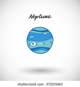 Neptune sketch. Hand-drawn cartoon planets - Solar system. Doodle drawing. Vector illustration. 