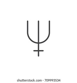 Neptune symbol line icon, outline vector sign, linear style pictogram isolated on white. Astrology symbol, logo illustration. Editable stroke.