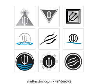 neptune trident fork icon image vector symbol logo set
