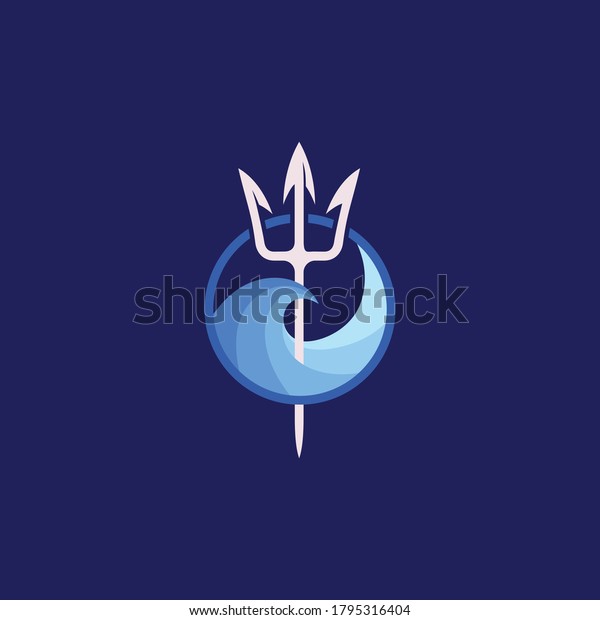 Neptune Trident Logo Sea Wave Symbol Stock Vector (Royalty Free) 1795316404