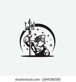 Neptune with trident in starry realm