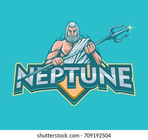 Neptune with trident vector