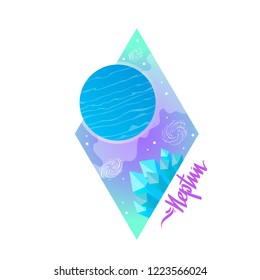Neptune. Vector illustration in flat style isolated on white background.