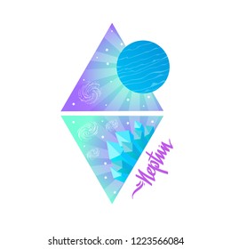 Neptune. Vector illustration in flat style isolated on white background.