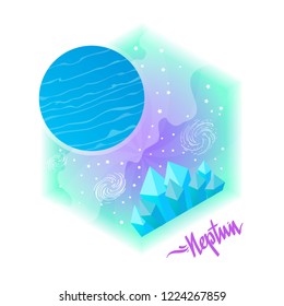 Neptune. Vector illustration in flat style isolated on white background.