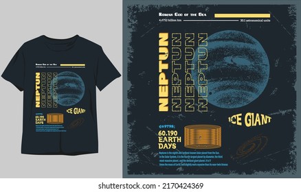 Neptune vintage design. classic stylish t-shirt and apparel abstract design  . Vector print, typography, poster. Global swatches, symbol, vintage design
