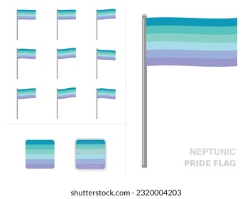 Neptunic Pride Flag Waving Animation App Icon Vector