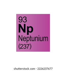 Neptunium chemical element of Mendeleev Periodic Table on pink background. Colorful vector illustration - shows number, symbol, name and atomic weight. 