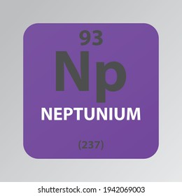 Neptunium Np Actinoid Chemical Element vector illustration diagram, with atomic number and mass. Simple flat design for education, lab, science class.
