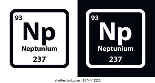 Neptunium Np chemical element icon. The chemical element of the periodic table. Sign with atomic number. 