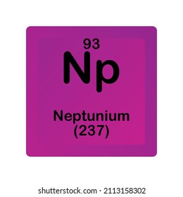 Diagrama de ilustraciones vectoriales del elemento químico Np Neptunium, con número atómico y masa. Diseño simple de gradiente oscuro plano para educación, laboratorio, clase de ciencias.