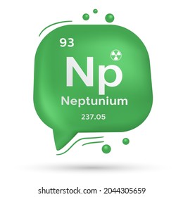 Neptunium symbol. Speech bubble, poster and sticker concept. 3d speech bubble