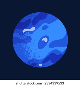 Neptunus ball in outer space. Planet, cosmic celestial sphere body in cosmos. Planetary globe in universe. Isolated flat vector illustration