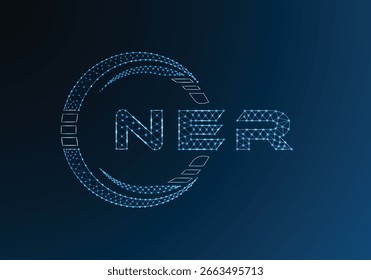 NER low poly letter logo vector design. NER lower poly logo design. Low poly logo.