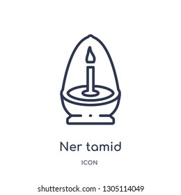 ner tamid icon from religion outline collection. Thin line ner tamid icon isolated on white background.