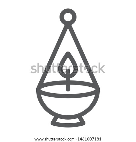 Ner tamid line icon, light and israel, jewish lamp sign, vector graphics, a linear pattern on a white background, eps 10.