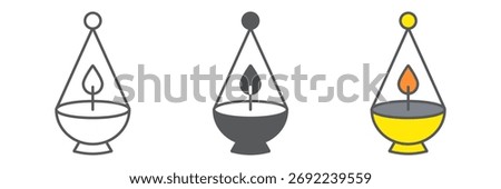 Ner tamid line icon, light and israel, jewish lamp sign, vector graphics, a linear pattern on a white background, eps 10.