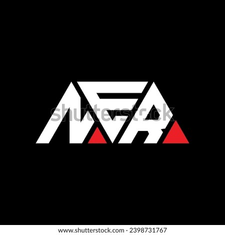 NER triangle letter logo design with triangle shape. NER triangle logo design monogram. NER triangle vector logo template with red color. NER triangular logo Simple, Elegant, and Luxurious design.