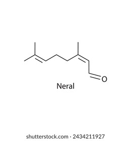 Neral skeletal structure diagram.volatile compound molecule scientific illustration on white background.

