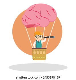 Nerd in Air Ballon, job info vector illustration