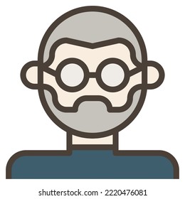 Nerd Avatar Steve Jobs Man Bald Glasses concepto moderno ui ux icono para sitio web, aplicación, presentación, volante, folleto, etc.