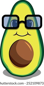 Aguacate Nerd. Colección de aguacates que representan acciones o actividades de la vida diaria, Ilustraciones vectoriales.