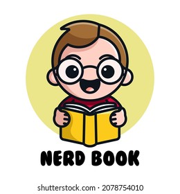 NERD BOOK MASCOT LOGO, ICON, STICKER, AND T-SHIRT