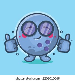 nerd bowling ball character mascot with thumb up hand gesture isolated cartoon in flat style design