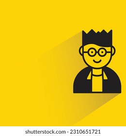 nerd boy avatar with shadow on yellow background