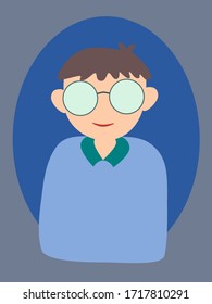 Nerd boy character cartoon design in flat style.