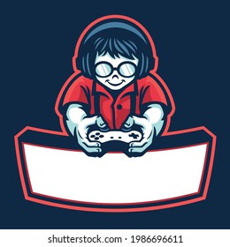 nerd boy mascot esport logo