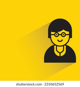 nerd boy with shadow on yellow background