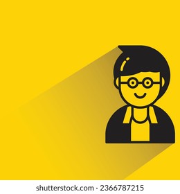 nerd boy with shadow on yellow background