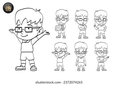 nerd boy vector outline template