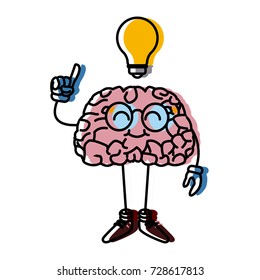 Nerd brain with idea cartoon