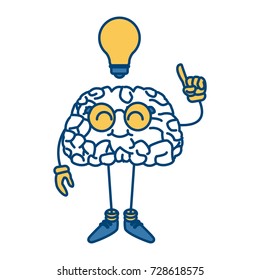 Nerd brain with idea cartoon