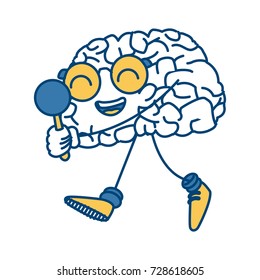 Nerd brain with idea cartoon