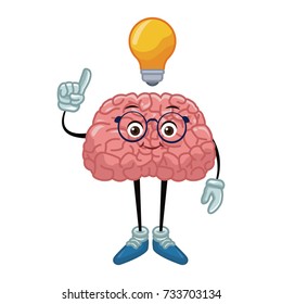 Nerd brain with idea cartoon