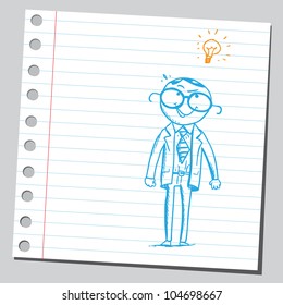 Nerd businessman having an idea