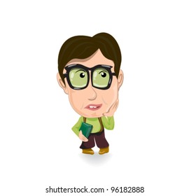 nerd cartoon boy