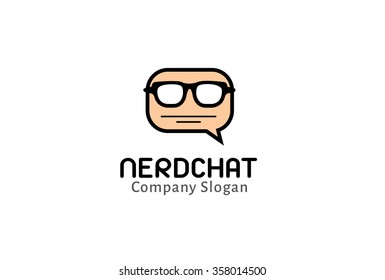 Nerd Chat Logo Design Illustration