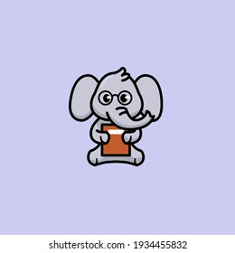 Nerd elephant cute mascot design