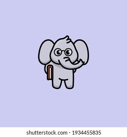 Nerd elephant cute mascot design